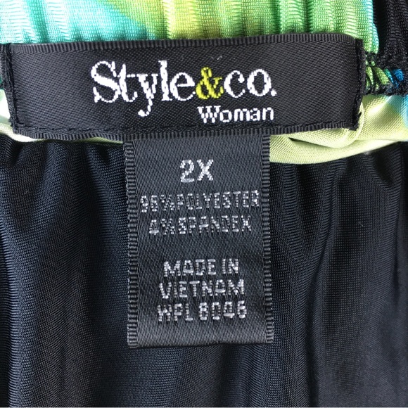 Style & Co Woman Sleeveless Ruffle Turquoise Floral Maxi Dress Size 2X - Picture 2 of 11